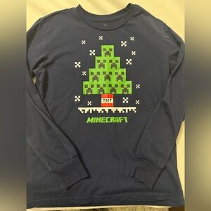 Minecraft Long Sleeve Shirt with Creeper Christmas Tree Design